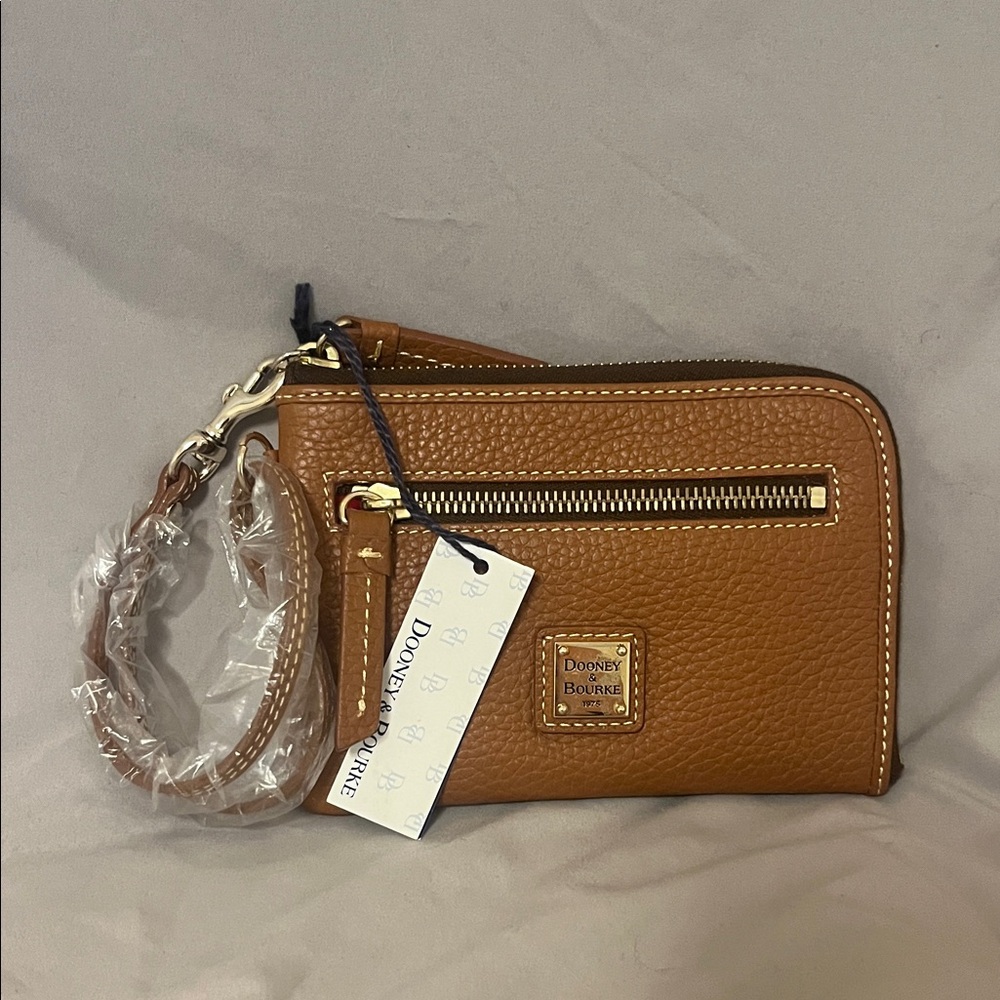 Dooney & Bourke Tan Leather Wristlet - Brand New!
